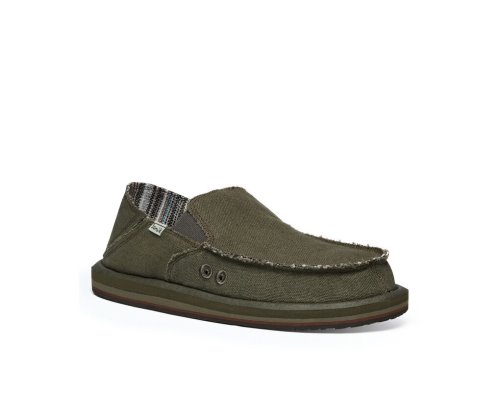 Férfi Sidewalk Surfers - Sanuk Vagabond Soft Top Hemp Collapsible Heel - Sanuk Olivazöld Cipő UDHJRL